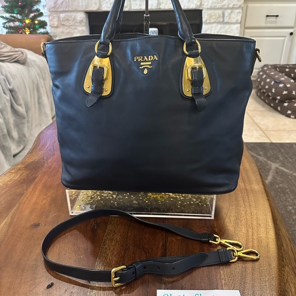 Prada Handbags - Prada Black Leather Tote Bag